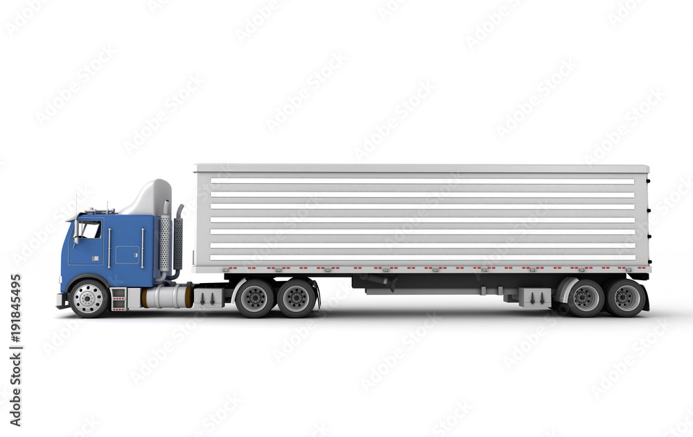 Logistics concept. American Freightliner Cargo truck transporting goods
