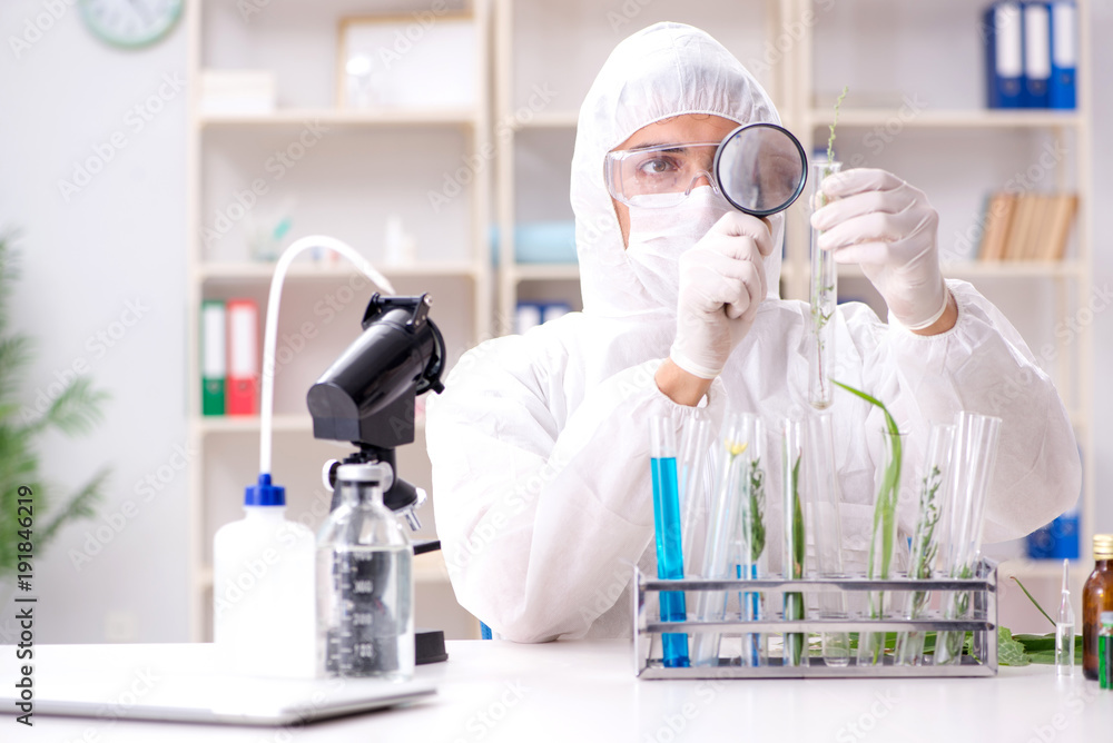 Biotechnology scientist chemist working in lab Biotechnology scientist chemist working in lab