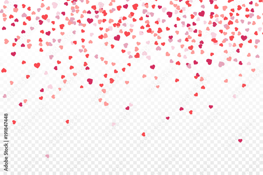 Vector realistic isolated heart confetti on the transparent background for decoration and covering. Concept of Happy Valentine's Day, wedding and anniversary Vector realistic isolated heart confetti on the transparent background for decoration and covering. Concept of Happy Valentine's Day, wedding and anniversary
