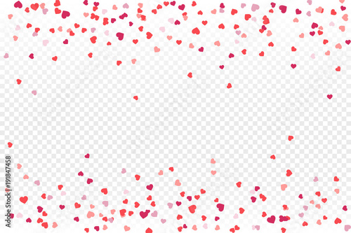 Vector realistic isolated heart confetti on the transparent background for decoration and covering. Concept of Happy Valentine's Day, wedding and anniversary