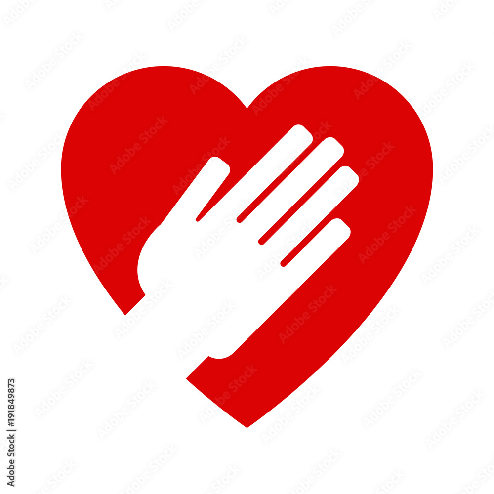 Obraz premium Hand on heart. Icon