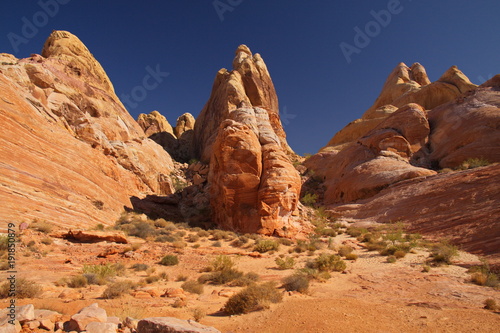 Rock formation at White Dome Loop in Valley of Fire State Park in Nevada in the USA  