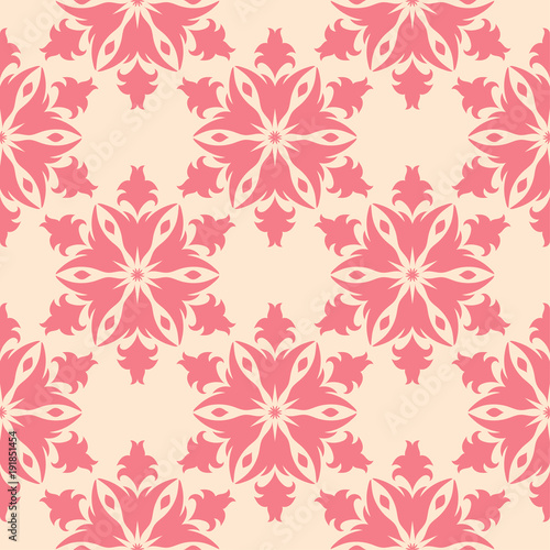 Red floral seamless design on beige background © Liudmyla