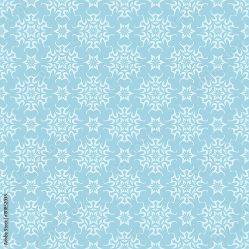 White floral seamless pattern on blue background