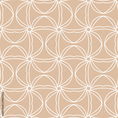 Beige and white geometric ornament. Seamless pattern © Liudmyla