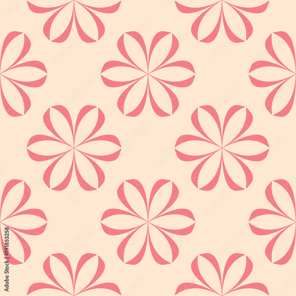 Red floral seamless pattern on beige background Red floral seamless pattern on beige background