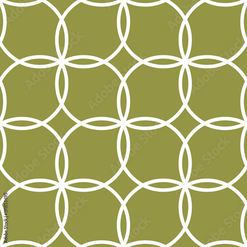 Olive green and white geometric ornament. Seamless pattern