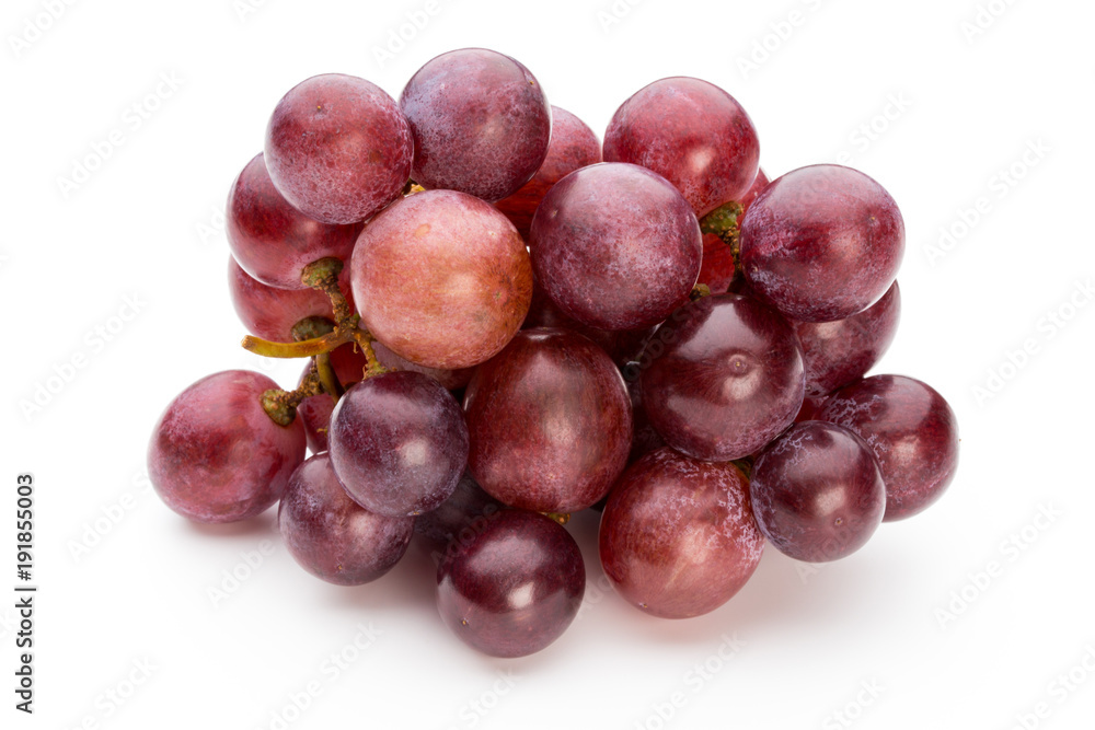 Ripe red grape isolated on white.