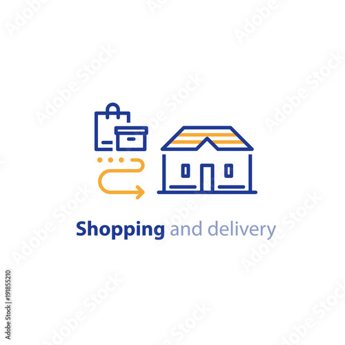 Shopping delivery to home, order shipment, receive parcel