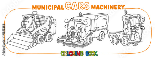 Funny small municipal cars with eyes
