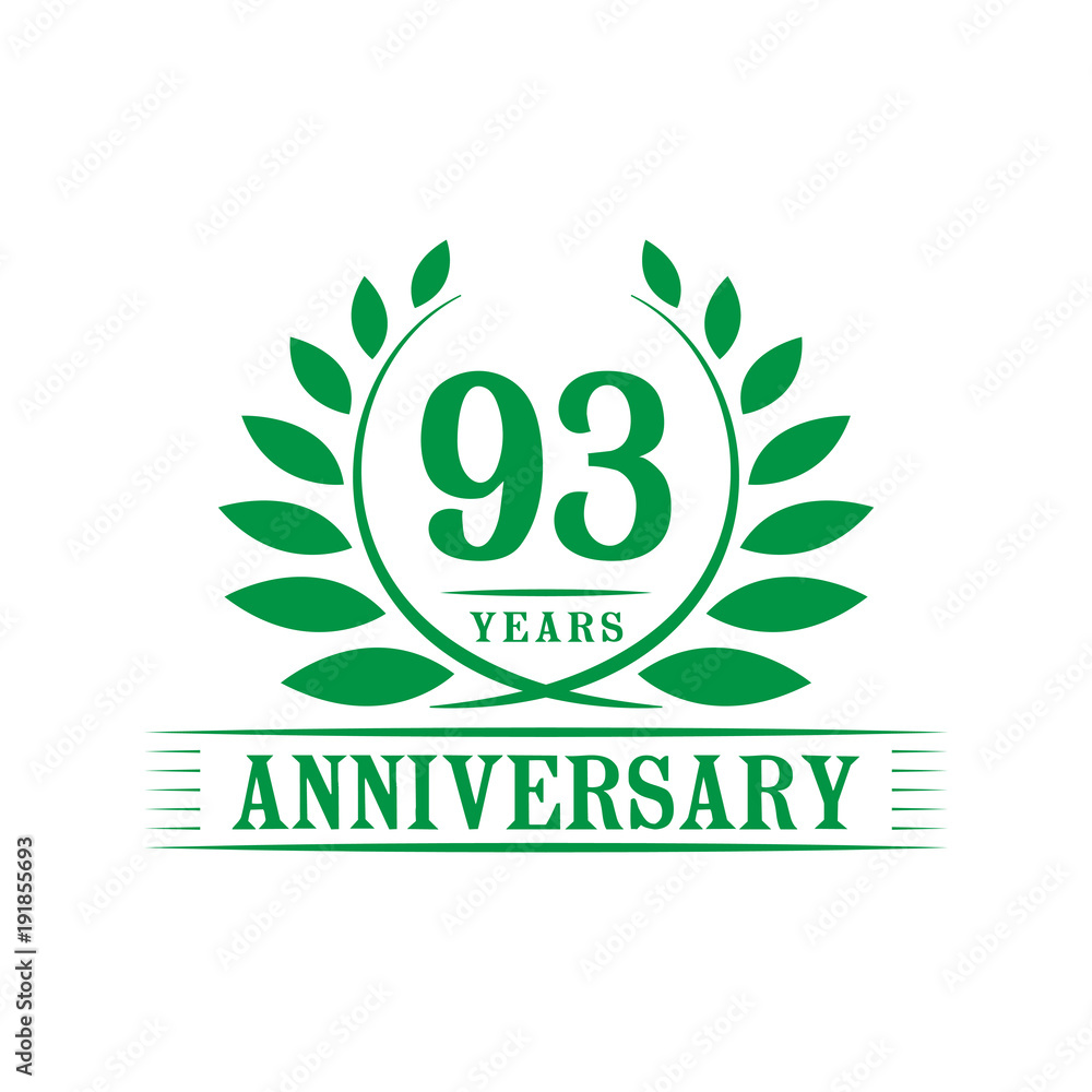 Fototapeta premium 93 years anniversary logo template. 