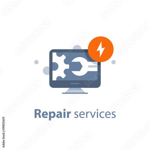 Desktop upgrade, computer repair services, IT support concept, system administration