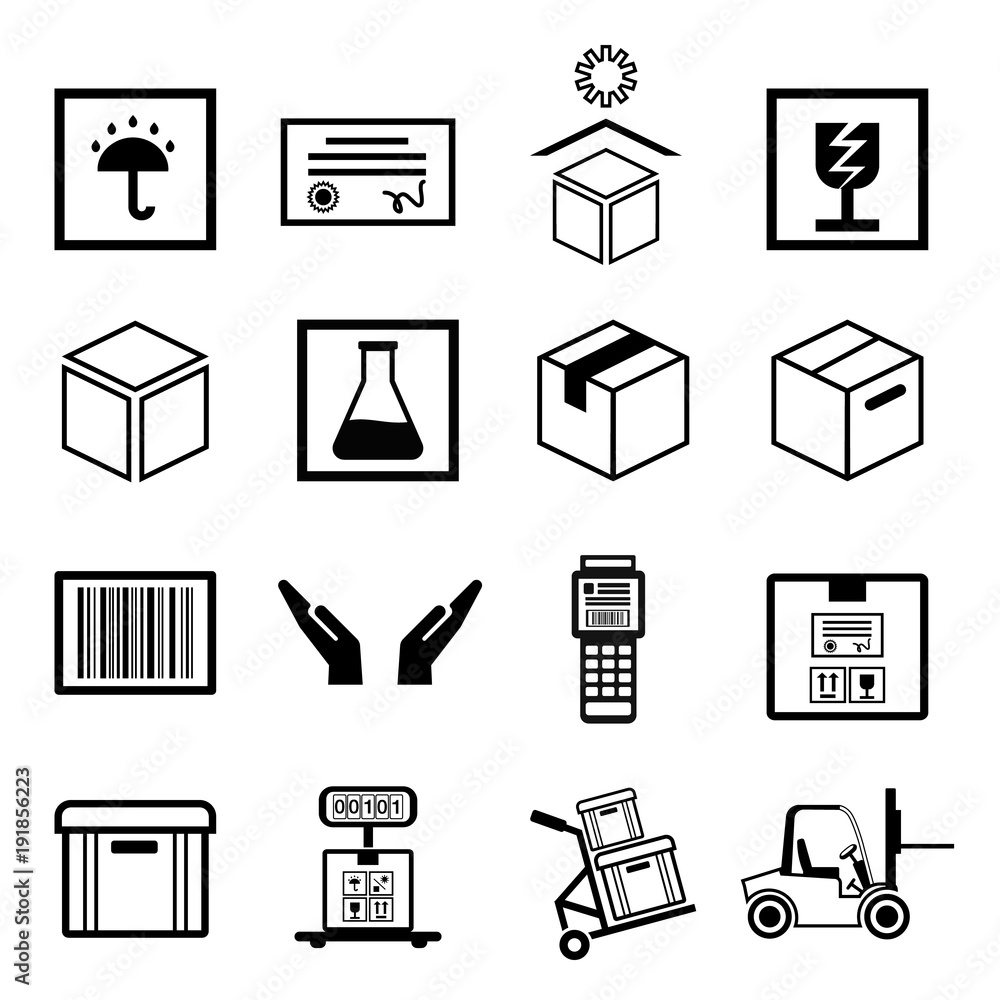 Box line simple icon set Box line simple icon set