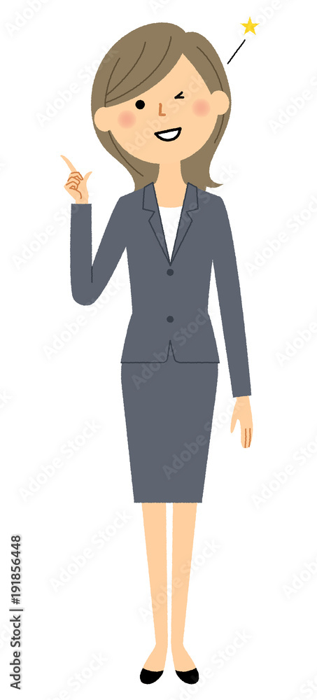 スーツの女性 指をさす スーツの女性 指をさす