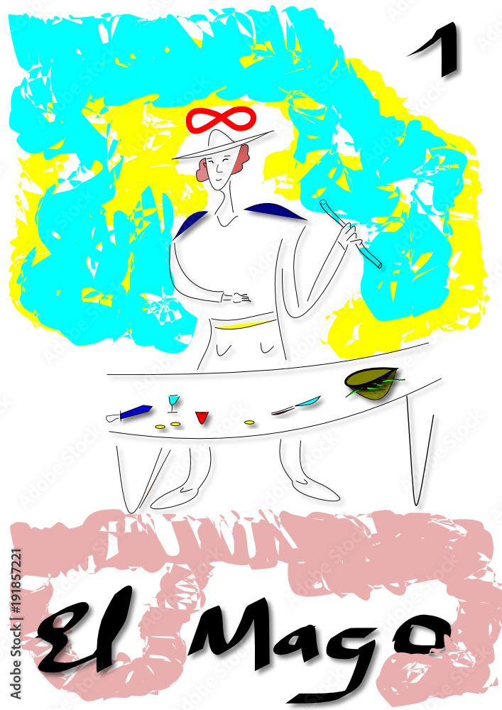 El mago de las cartas del tarot Stock Vector Adobe Stock