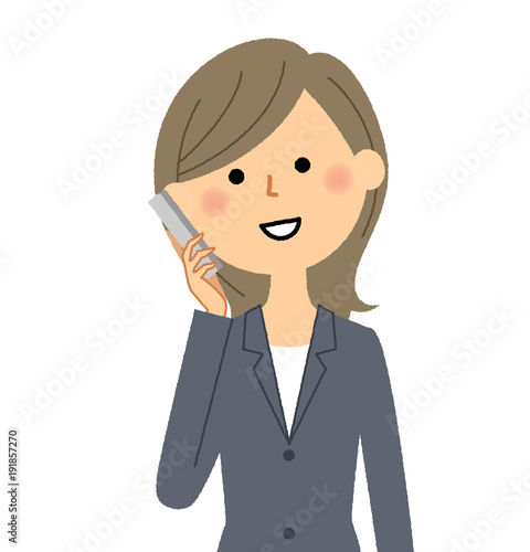 スーツの女性　電話