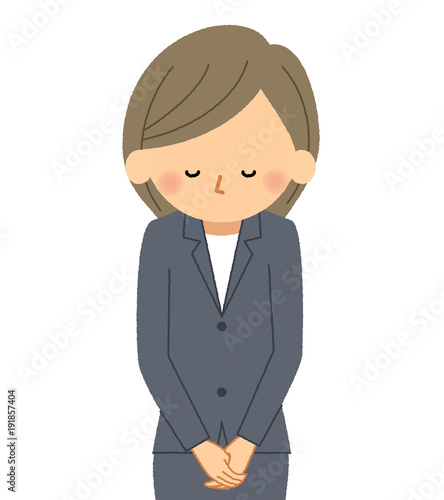 スーツの女性　おじぎ