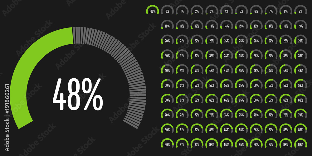 Set of circular sector percentage diagrams from 0 to 100 ready-to-use ...