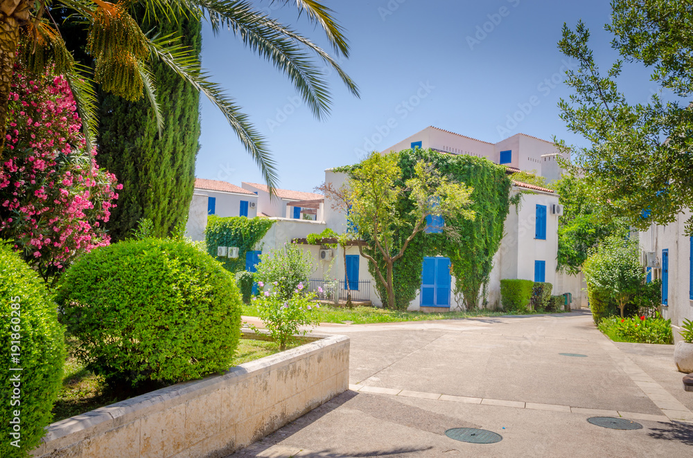 Fototapeta premium Street in new district of Budva, Montenegro