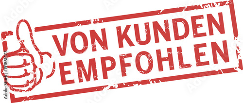 roter Stempel von Kunden empfohlen mit Daumen