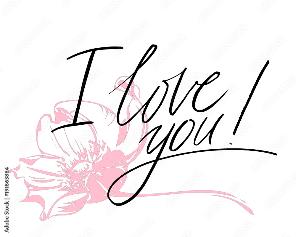 I love you. I heart you. Valentines day calligraphy card. Hand drawn design elements. Handwritten modern brush lettering. I love you. I heart you. Valentines day calligraphy card. Hand drawn design elements. Handwritten modern brush lettering.