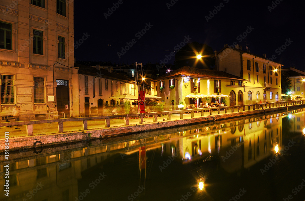 night clubs on the Naviglio on the outskirts of Milan, Italy
