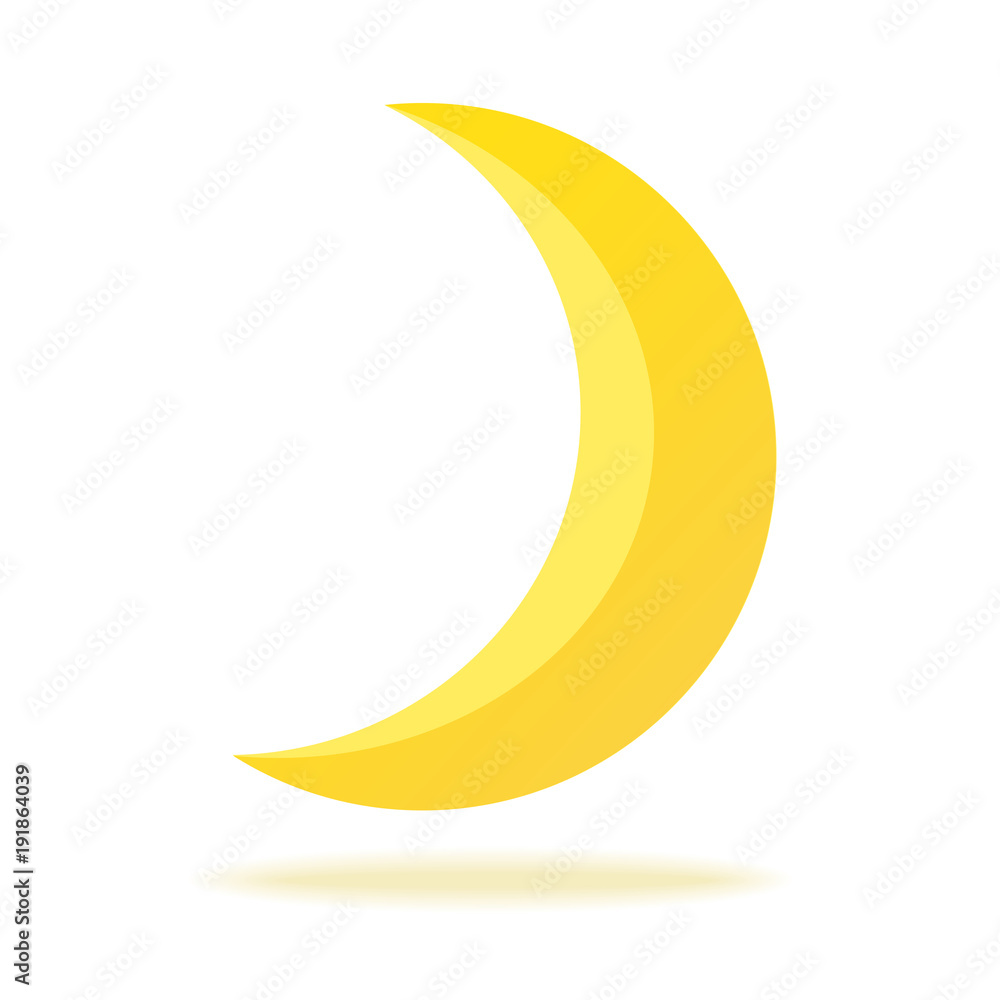 Cute crescent isolated on white background. Half moon. Vector illustration in flat style. Weather symbol Cute crescent isolated on white background. Half moon. Vector illustration in flat style. Weather symbol