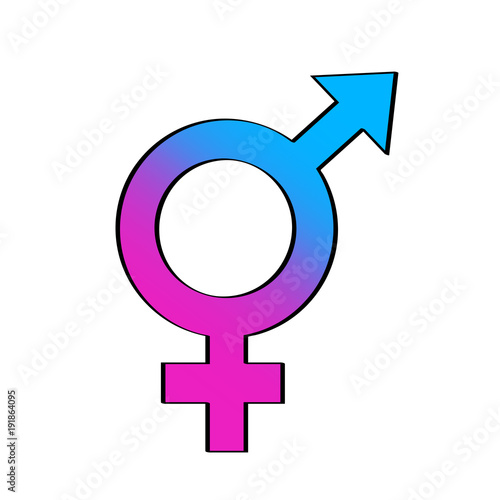 Vector illustration. Hand drawn doodle with transgender or hermaphrodite symbol. Gender pictogram. Cartoon sketch. Decoration for greeting cards, posters, emblems