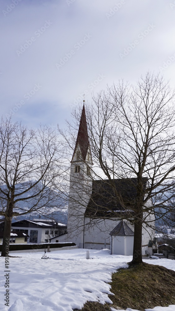 Heilige Jungfrau und Märtyrerin Juliana, Terfens near Schwaz, Tyrol, Austria - church in winter 2018 with snow Heilige Jungfrau und Märtyrerin Juliana, Terfens near Schwaz, Tyrol, Austria - church in winter 2018 with snow