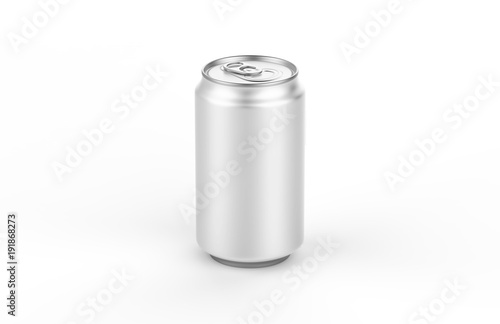 Aluminum white can mockup isolated on white background. 330ml aluminum tin soda can mock up.