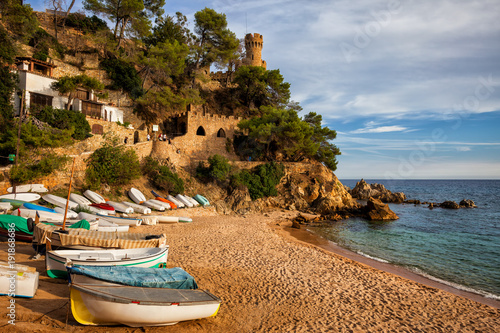 Beach and Sea Coast in Lloret de Mar on Costa Brava in Catalonia, Spain photo