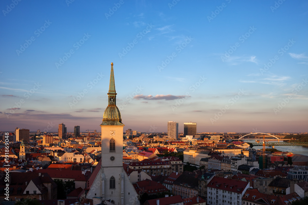 City Of Bratislava Sunset Cityscape In Slovakia