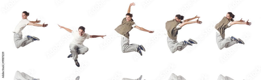 Man dancing isolated on the white