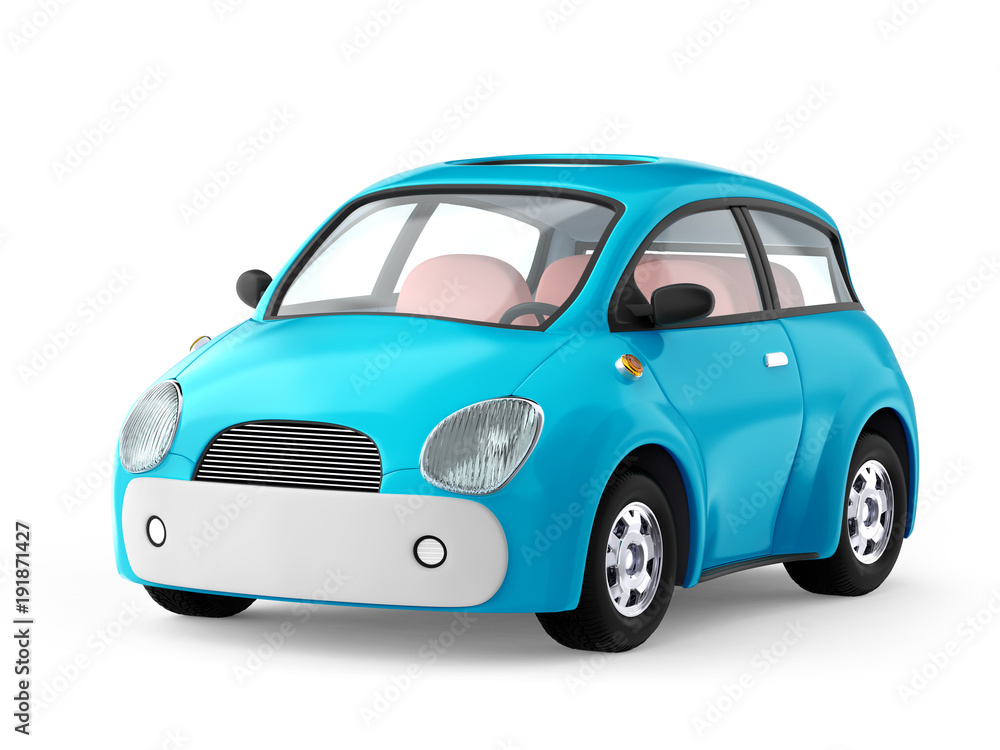 small cute blue car
