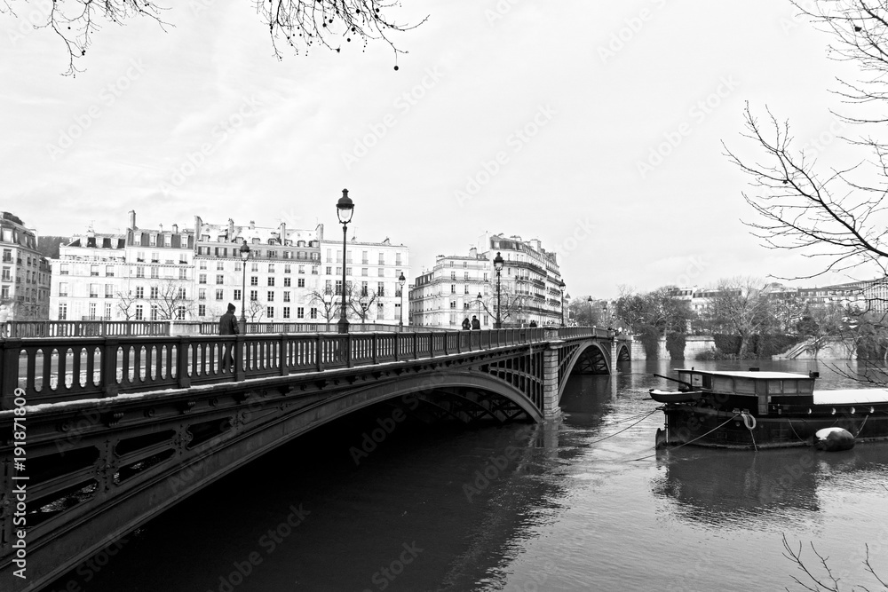 Crue de la Seine à Paris au pont Sully 