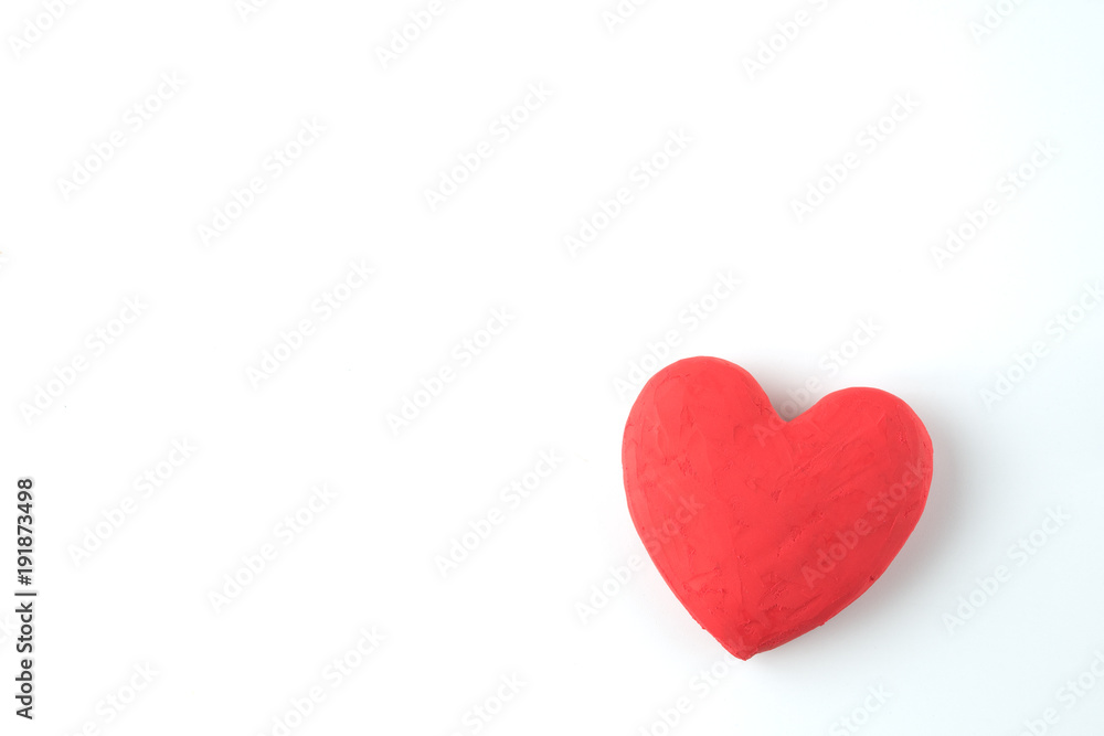 valentines day background with modelling clay of hearts on white background