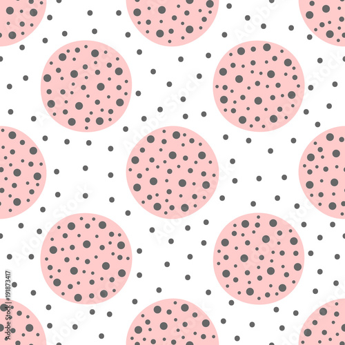 Cute geometric seamless pattern with circles. Drawn by hand.