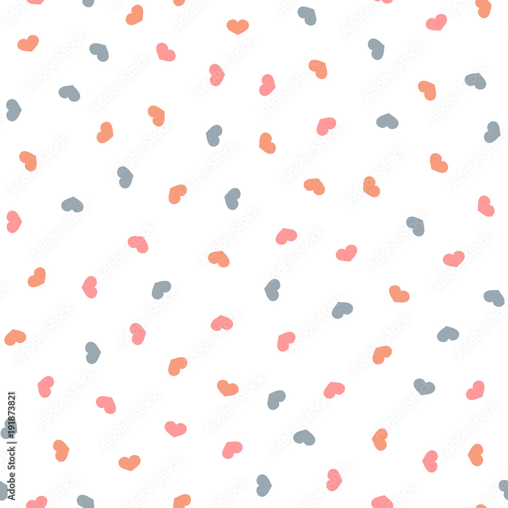 Romantic seamless pattern with colorful small hearts. Romantic seamless pattern with colorful small hearts.