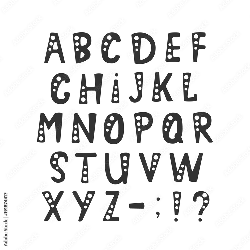 Vector set of alphabet letters and punctuation symbols