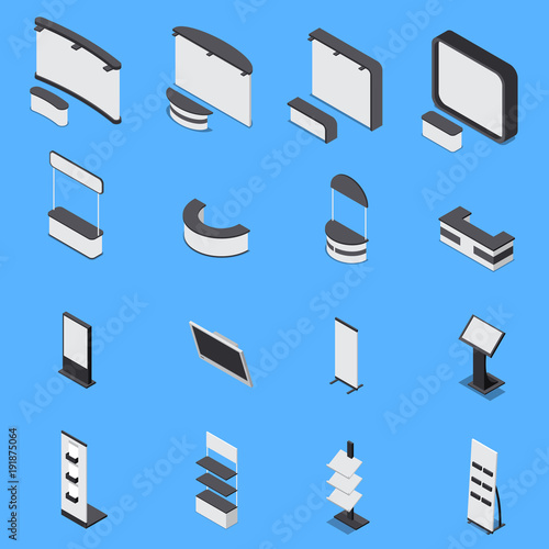 Exhibition Stands Isometric Set
