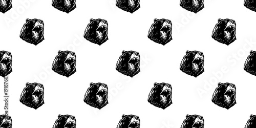 Bear seamless pattern polar bear teddy angry scream vector isolated wallpaper background