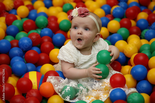 A child is having fun and playing at a children's party