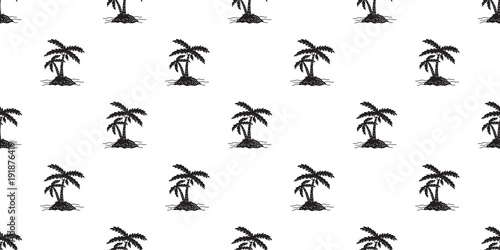 Coconut tree Seamless Pattern palm vector island isolated wallpaper background white © CNuisin