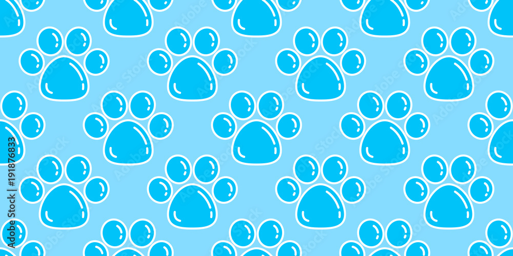  Dog Paw Seamless Pattern vector footprint Cat paw isolated bubble wallpaper background