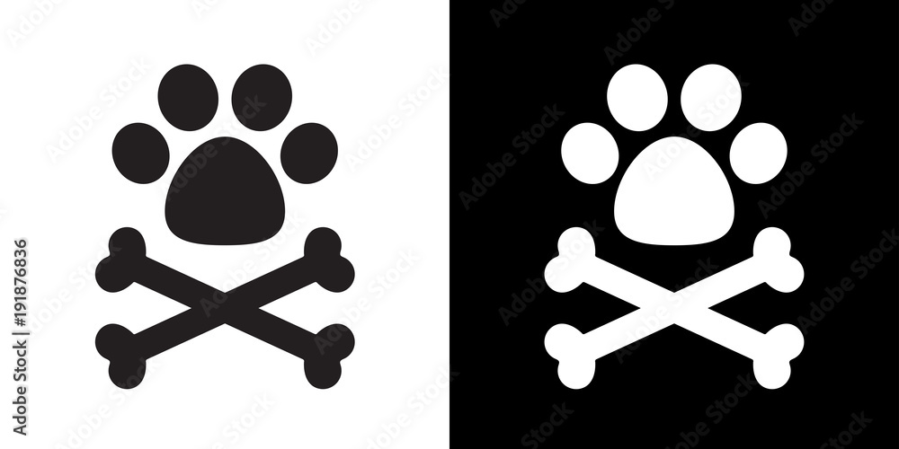 Dog paw vector crossbones pirate icon dog bone illustration logo Dog paw vector crossbones pirate icon dog bone illustration logo