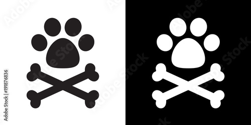 Dog paw vector crossbones pirate icon dog bone illustration logo