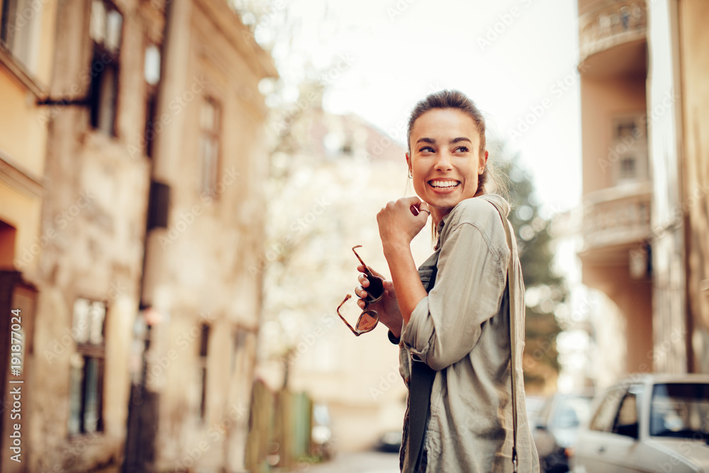 Fototapeta premium Portrait of a beautiful young happy women