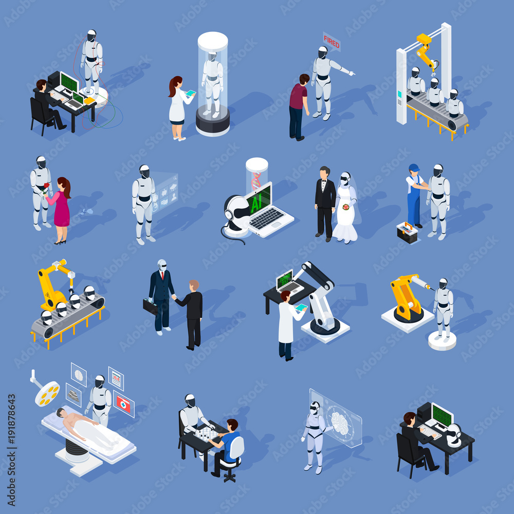 Fototapeta premium Artificial Intelligence Icons Set 