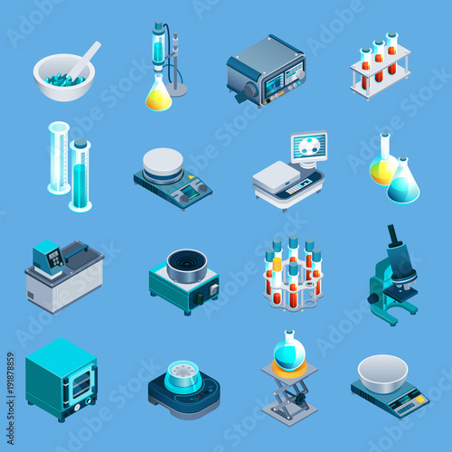 Laboratory Equipment Isometric Icons