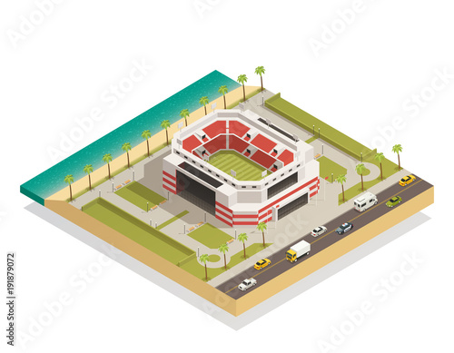 Football Sport Stadium Isometric Composition 